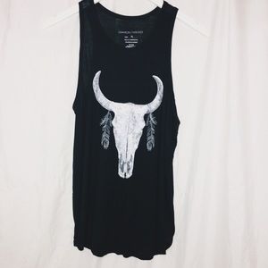Grayson Threads Bull Head Skull Map Top Black XL